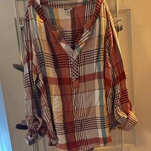 Cato Multicolor Plaid Blouse